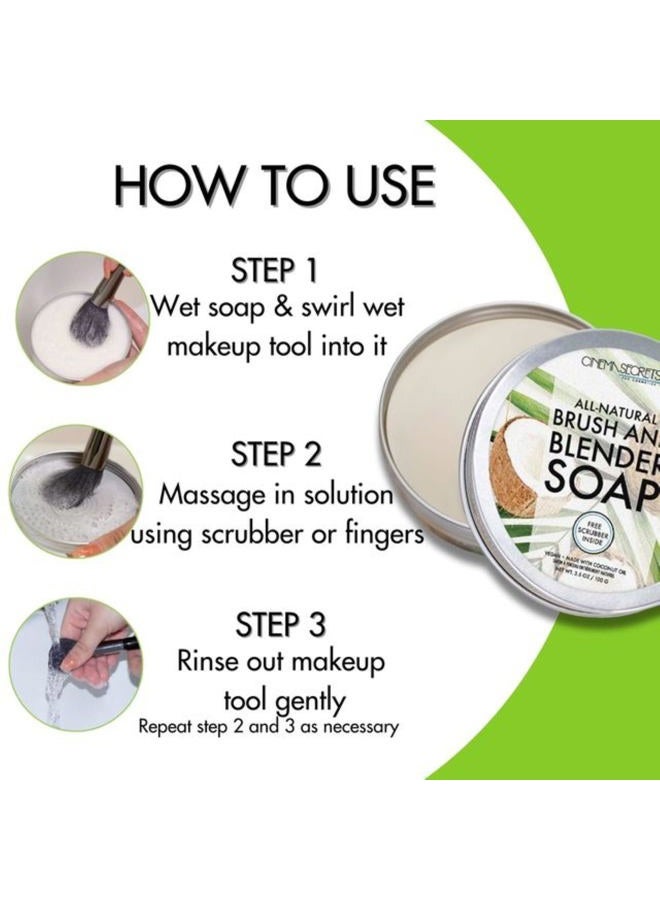 Cinema Secrets All Natural Vegan Brush & Blender Sponge Soap, coconut oil based, scrubber included. - Image 4